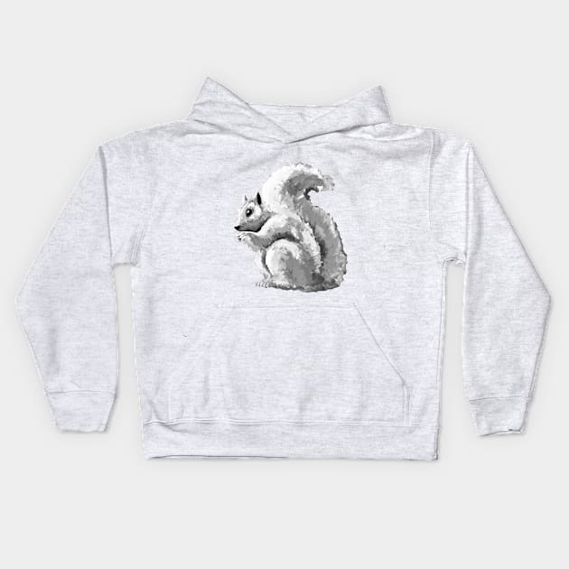 Black and White Squirrel Kids Hoodie by mailsoncello